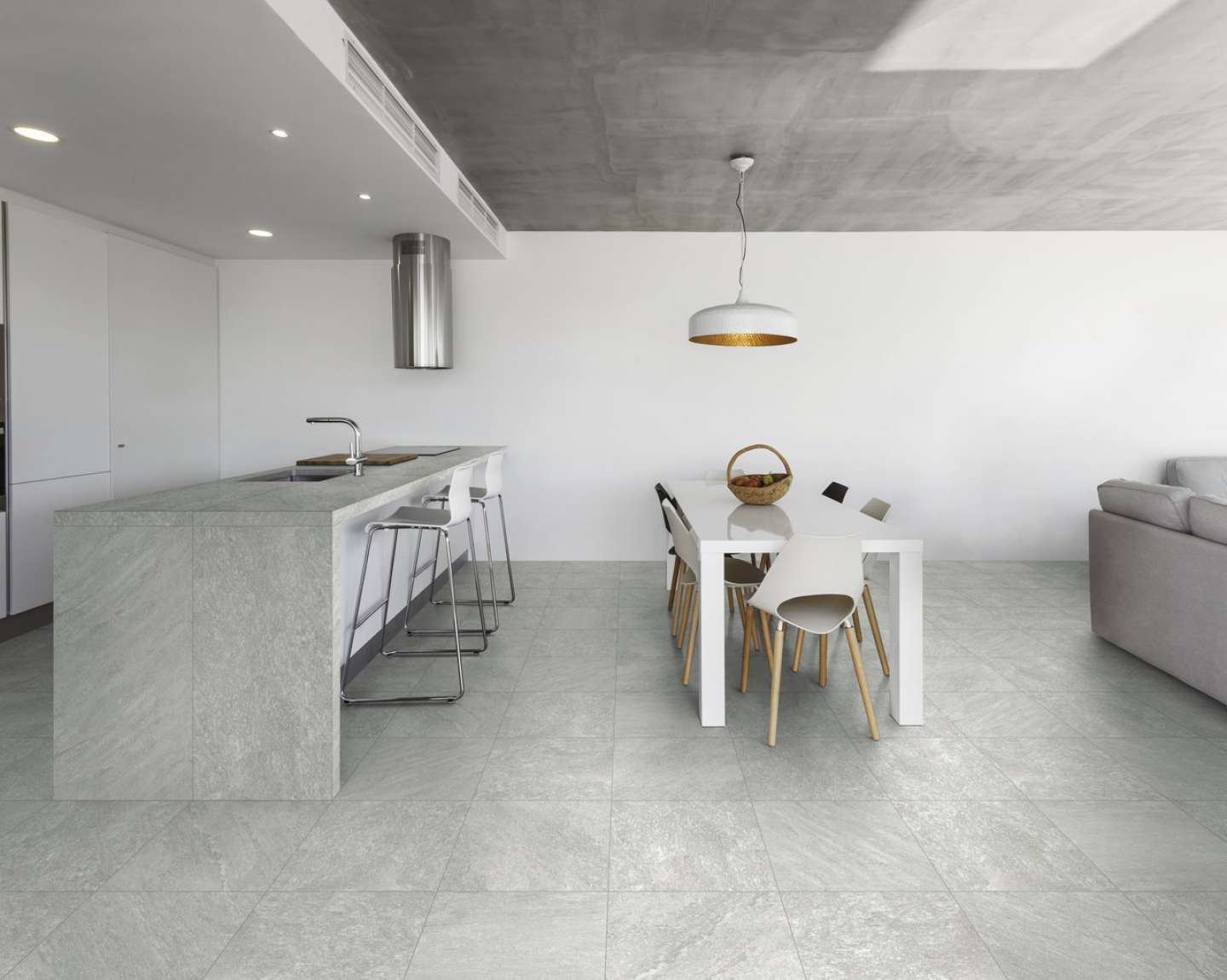 Quartz Stone 4 Cuisine intérieur avec carrelage imitation pierre Quartz Stone