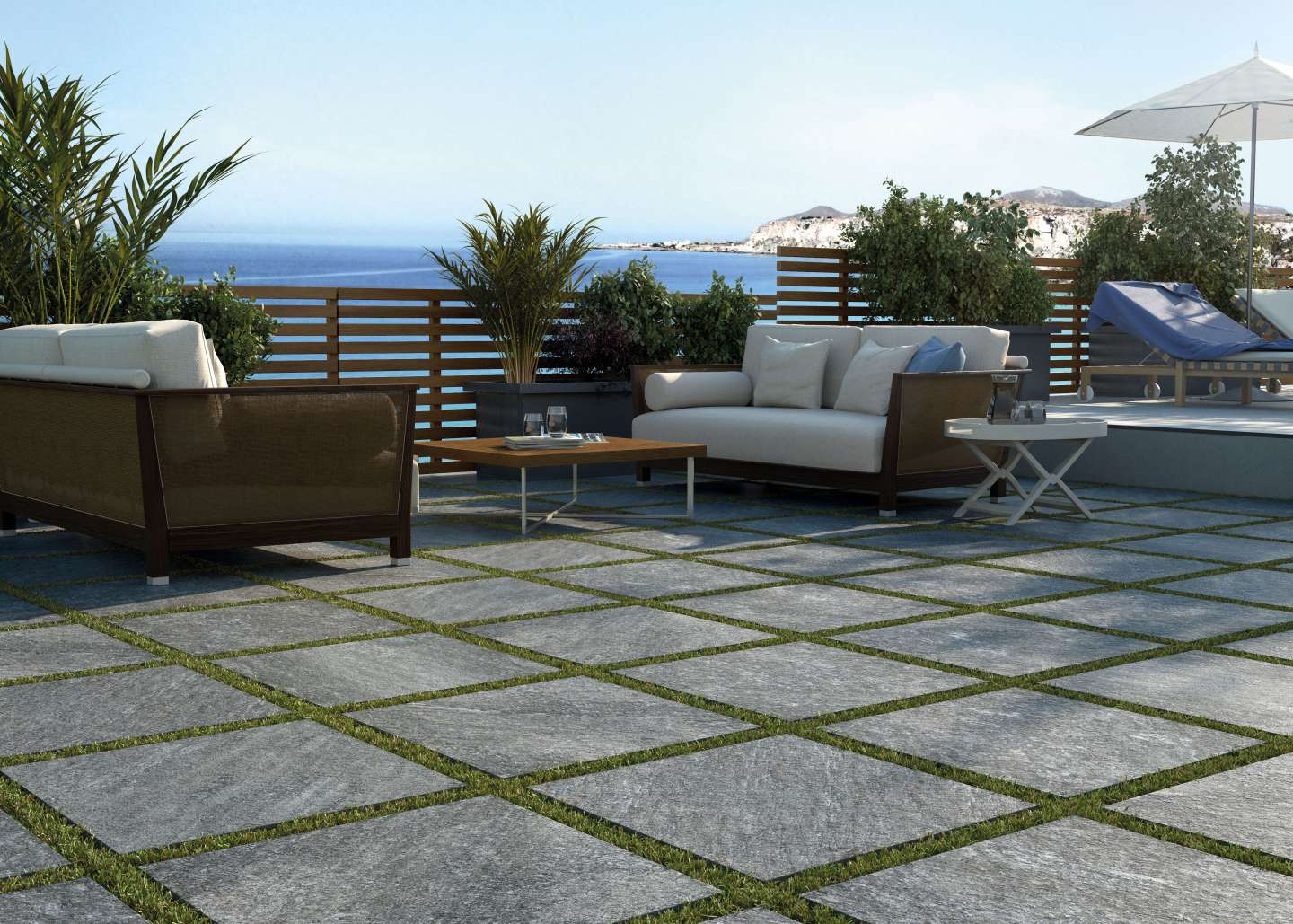 Quartz Stone 3 Terrasse avec carrelage imitation pierre Quartz Stone