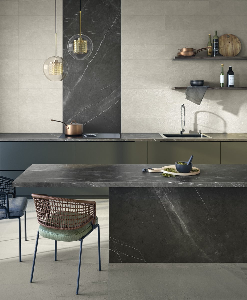 Pietra Di Basalto 4 Cuisine avec carrelage imitation pierre Pietra di Basalto gris et noir