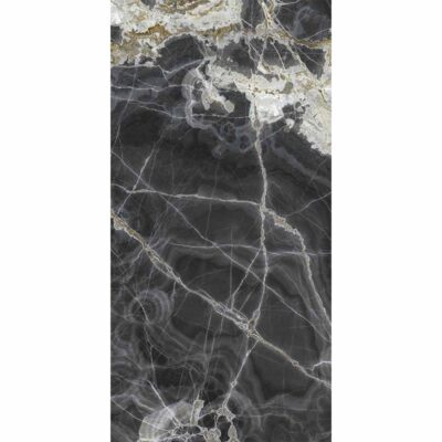 Carrelage imitation marbre Maxi Majestic Onyx avec couleur grise, noire, blanche et verte