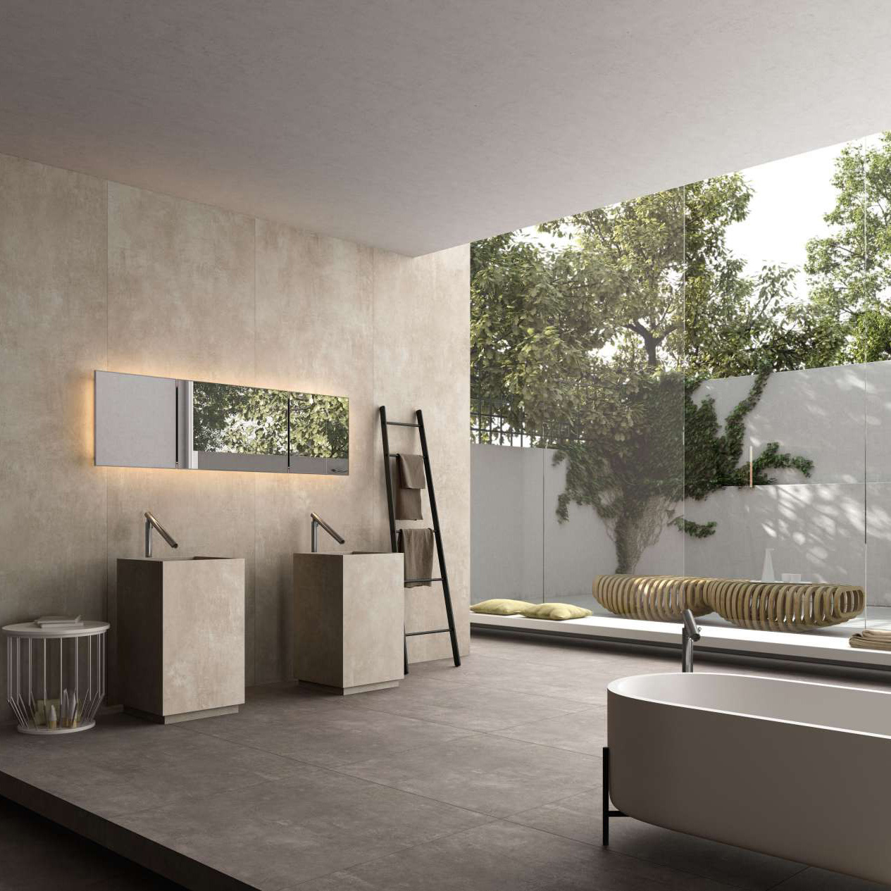 Urban Great 5 Salle de bain avec carrelage imitation béton grand format Urban Great