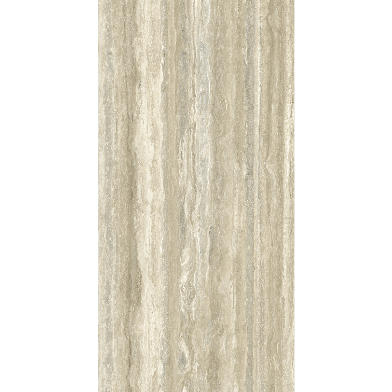 Marmi Maximum Travertino 1 Un plan rapproché d'un carrelage imitation marbre Marmi Maximum veiné beige, montrant la texture riche et les variations de couleur du matériau.