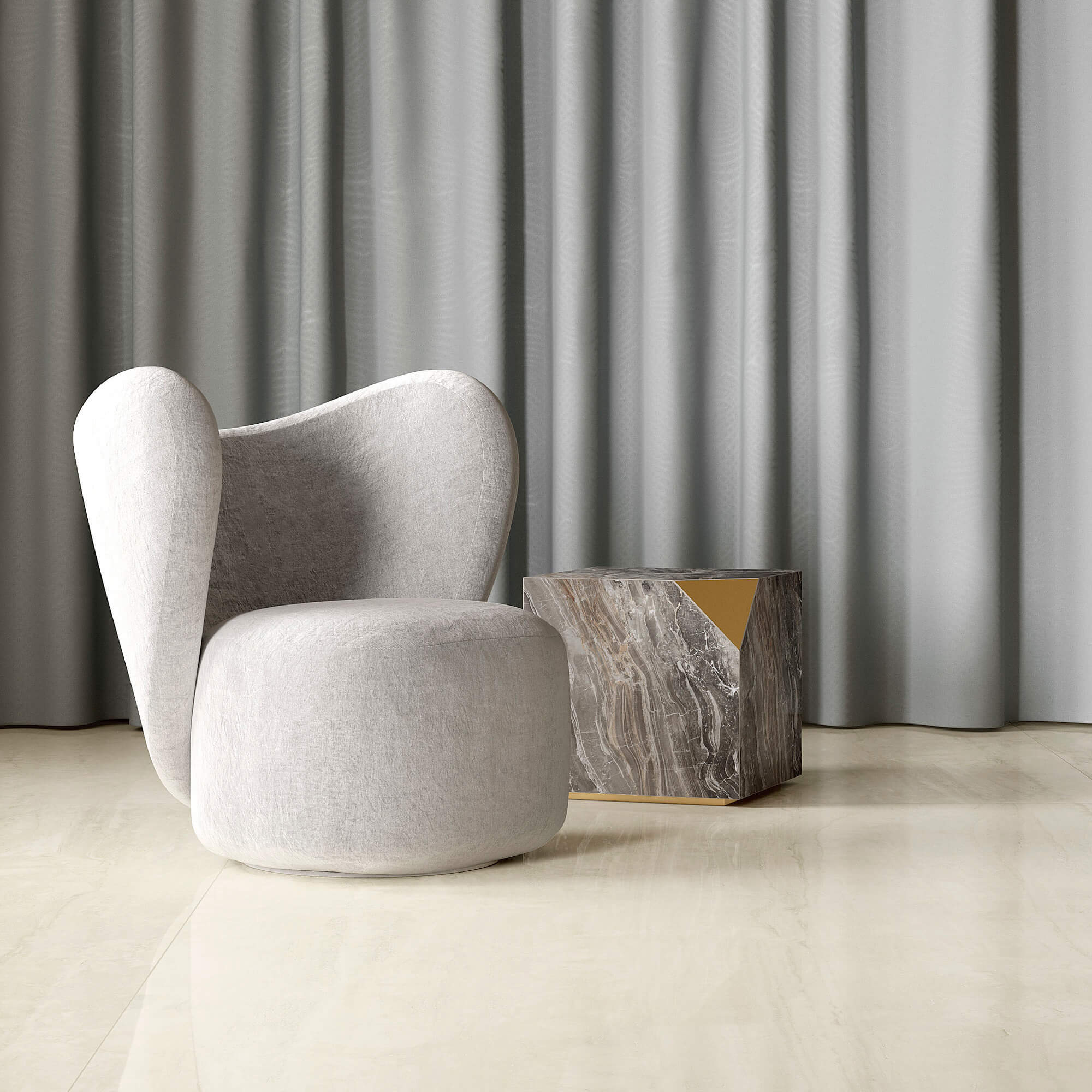 Marmi Maximum Ethereal Travertino 2 Fauteuil de séjour avec carrelage Marmi Maximum Ethereal Travertino